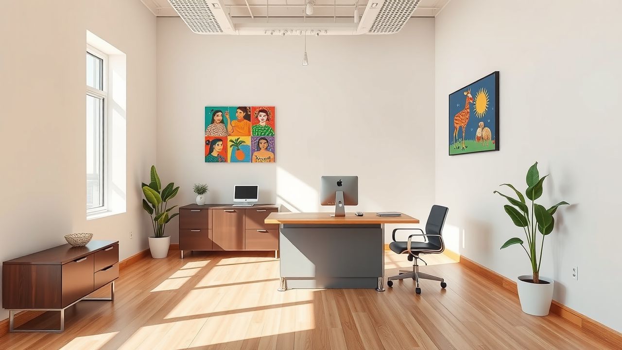 Een moderne kantoorruimte in Tbilisi, Georgië, ontworpen voor internationale bedrijven.