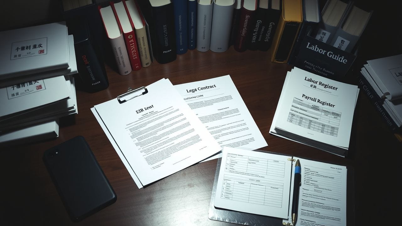 Een bureau in een kantoor in China met zakelijke documenten. Een bureau in een kantoor in China met zakelijke documenten.