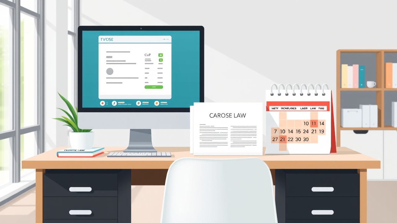 Een modern kantoor met georganiseerde werkplek en payroll software.