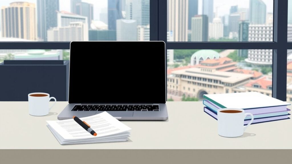 Een georganiseerd kantoor in Singapore met een focus op Employer of Record (EOR) services.