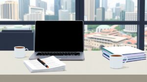 Een georganiseerd kantoor in Singapore met een focus op Employer of Record (EOR) services.